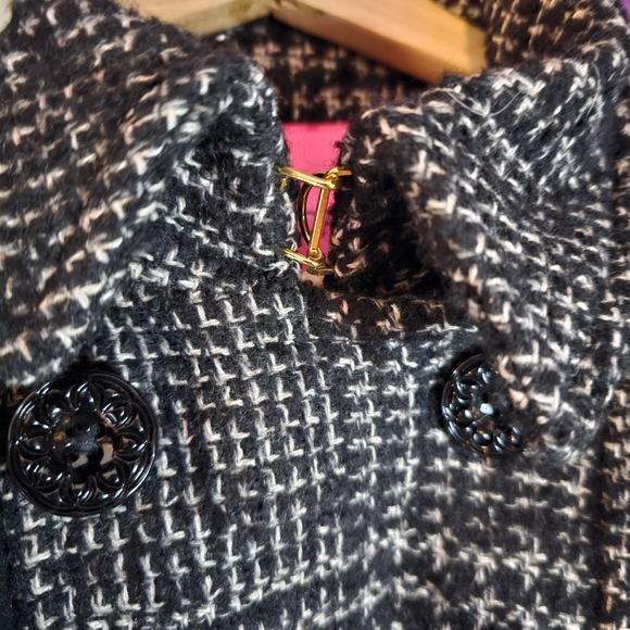 Betsey Johnson Black and White Tweed Pea Coat - Picture 4 of 13